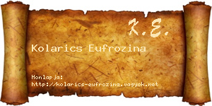 Kolarics Eufrozina névjegykártya